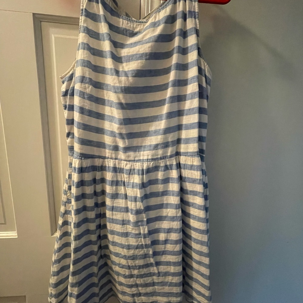Blue and White Striped Dress